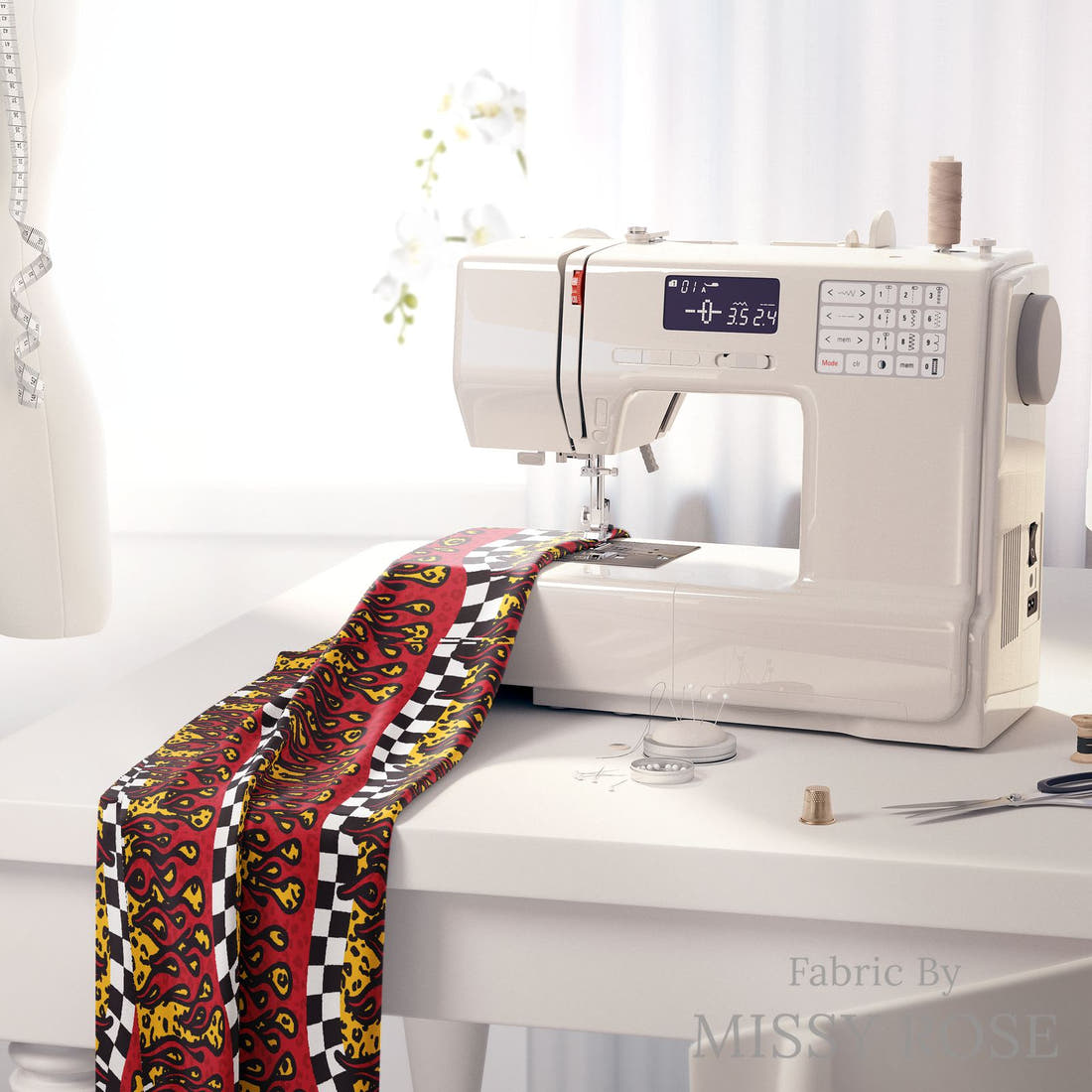 Studio Saturate Fabric 98 on a sewing machine - premium fabric for sewing projects | Fabric by Missy Rose