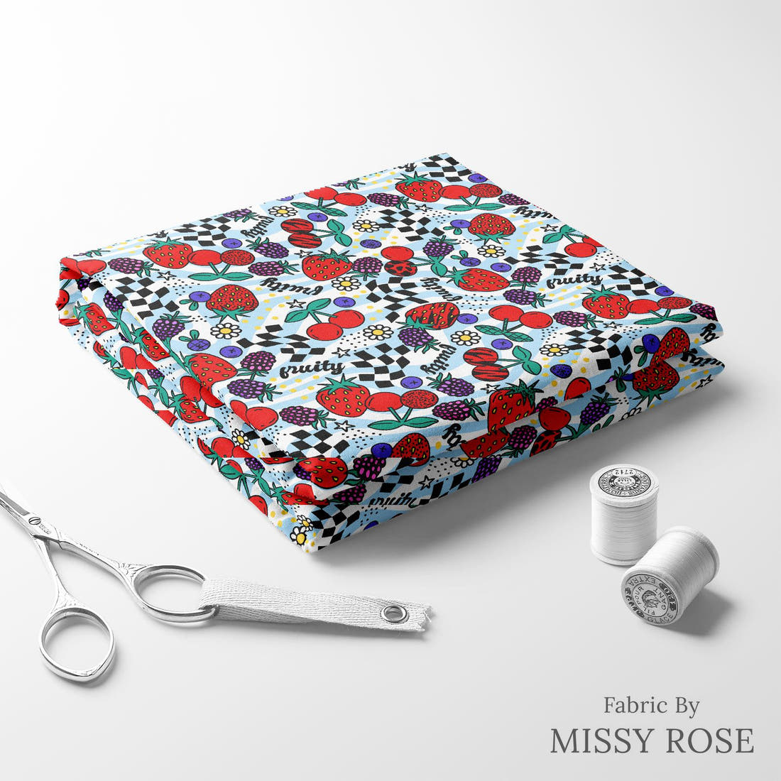 Studio Saturate Fabric 99 folded fabric stack with matching thread - pre-order fabric Australia | Fabric by Missy Rose