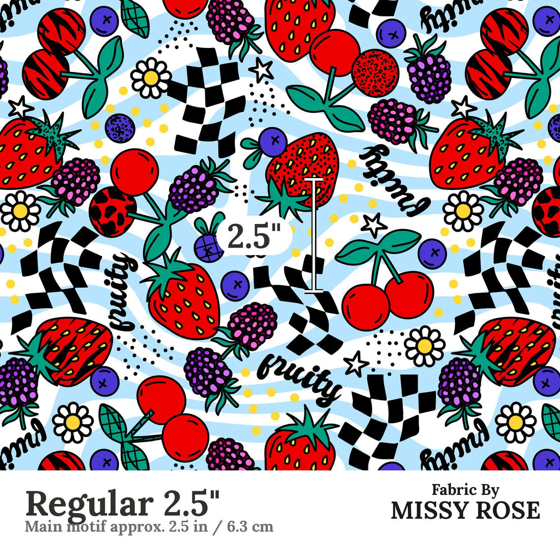 Studio Saturate Fabric 99 Regular 2.5 inch print scale guide | Fabric by Missy Rose