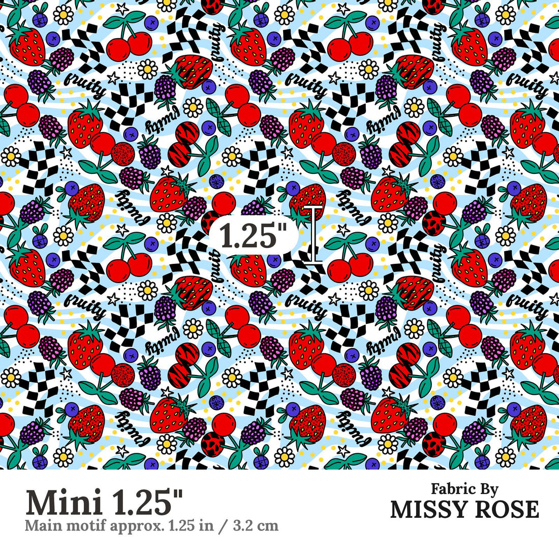 Studio Saturate Fabric 99 Mini 1.25 inch print scale guide | Fabric by Missy Rose