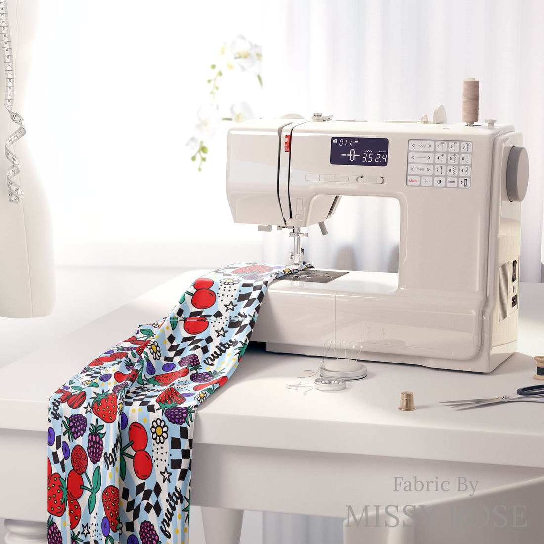 Studio Saturate Fabric 99 on a sewing machine - premium fabric for sewing projects | Fabric by Missy Rose