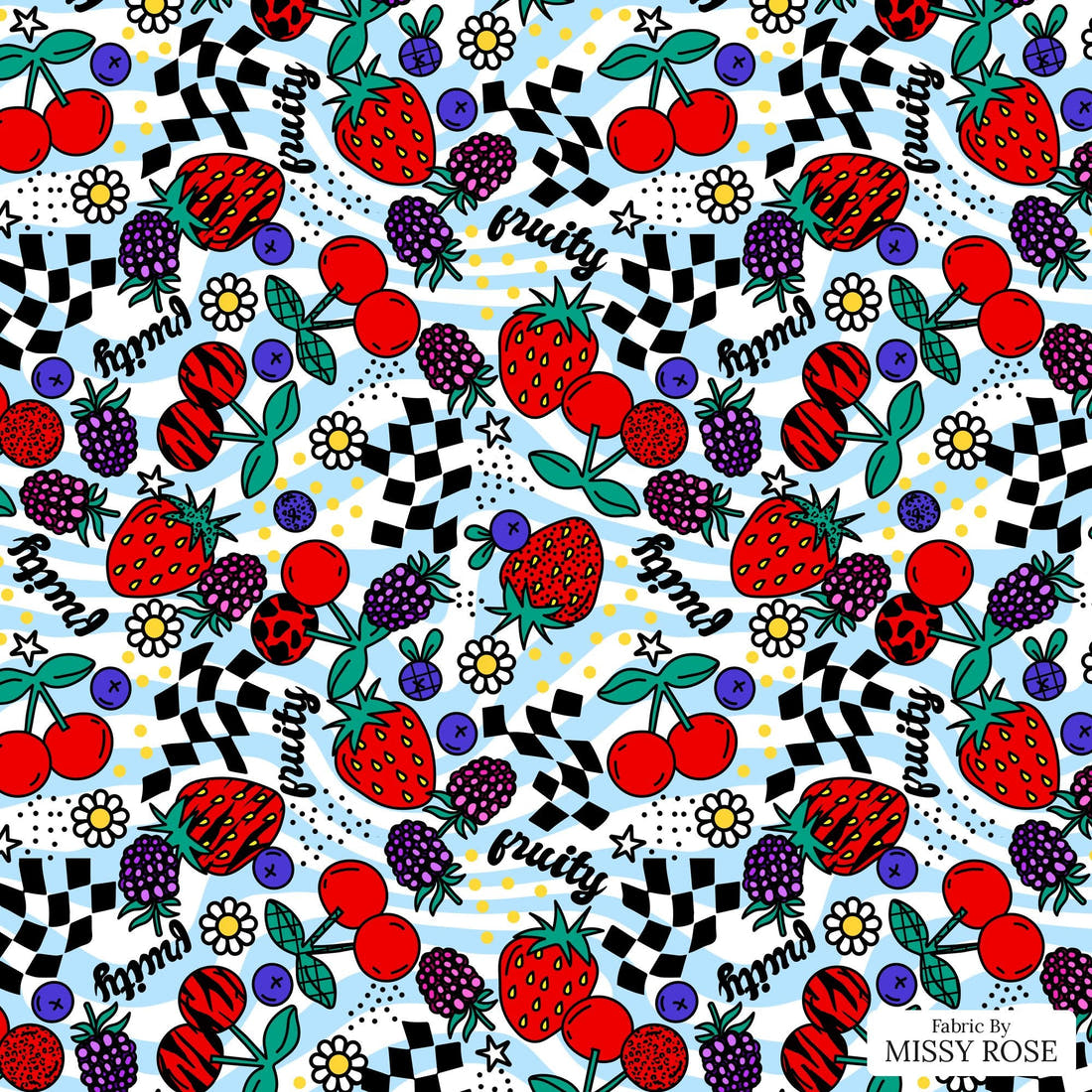 Studio Saturate Fabric 99 - flat view of the print, zoom in for detail | Fabric by Missy Rose