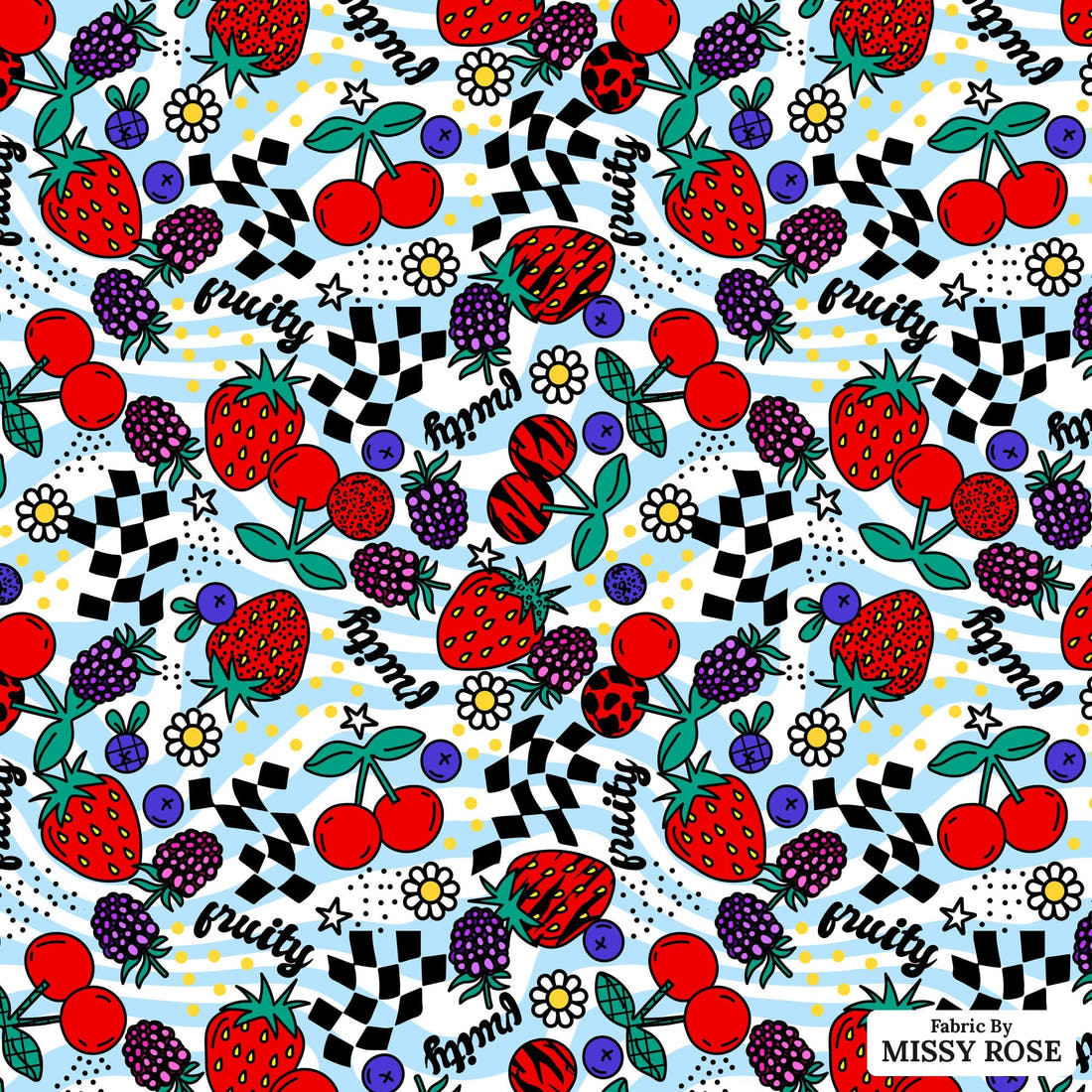 Studio Saturate Fabric 99 - flat view of the print, zoom in for detail | Fabric by Missy Rose