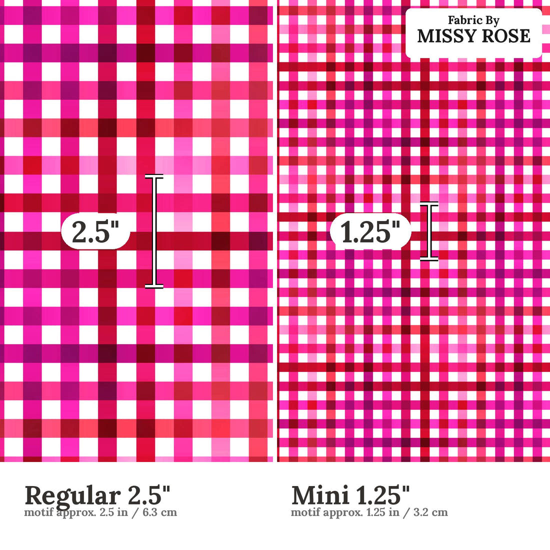Studio Saturate Fabric 100 Regular 2.5 inch vs Mini 1.25 inch print scale side by side | Fabric by Missy Rose