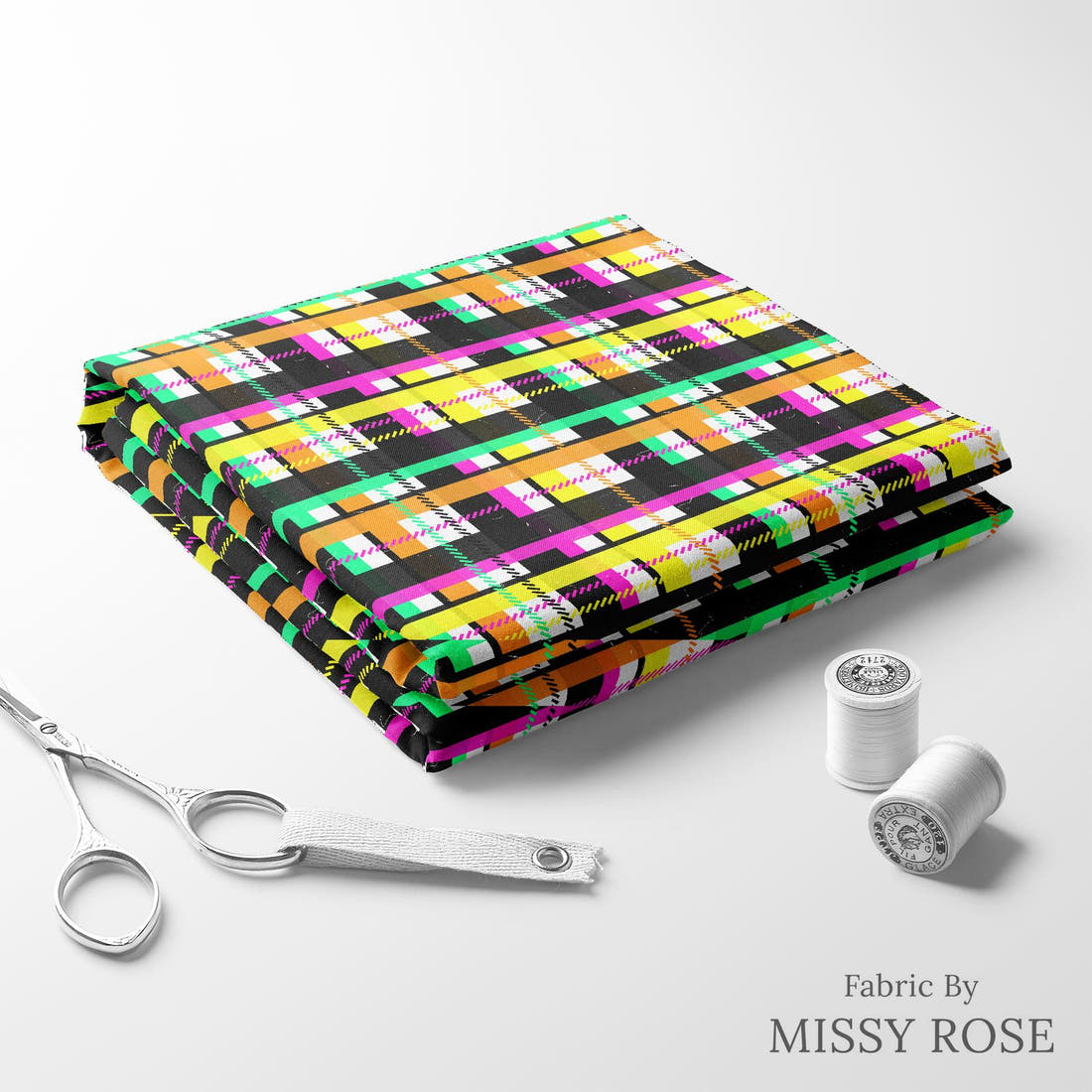 Studio Saturate Fabric 101 folded fabric stack with matching thread - pre-order fabric Australia | Fabric by Missy Rose