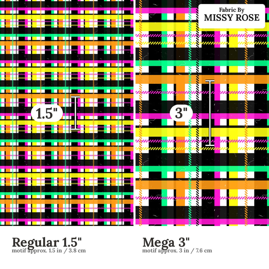Studio Saturate Fabric 101 Regular 1.5 inch vs Mega 3 inch print scale side by side | Fabric by Missy Rose