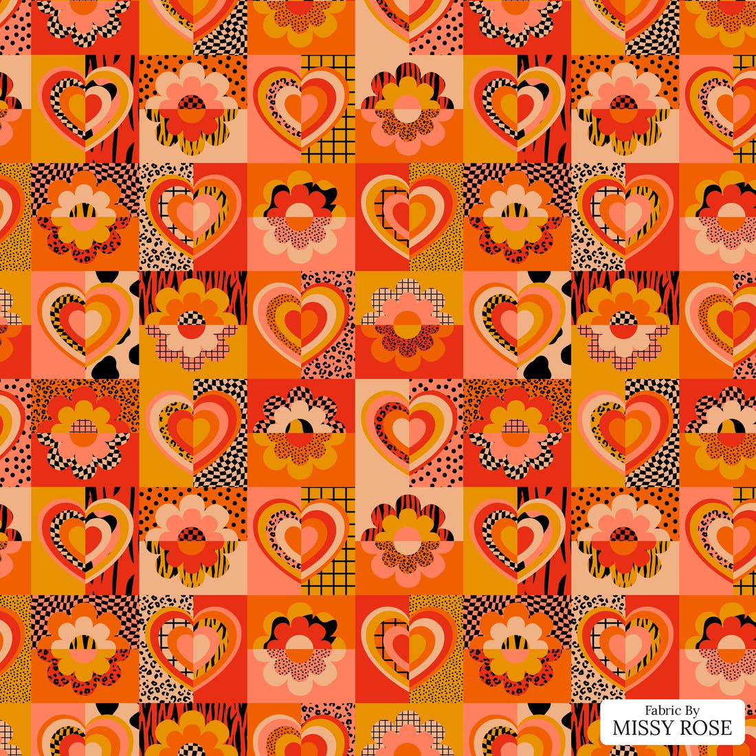 Studio Saturate Fabric 102 - flat view of the print, zoom in for detail | Fabric by Missy Rose