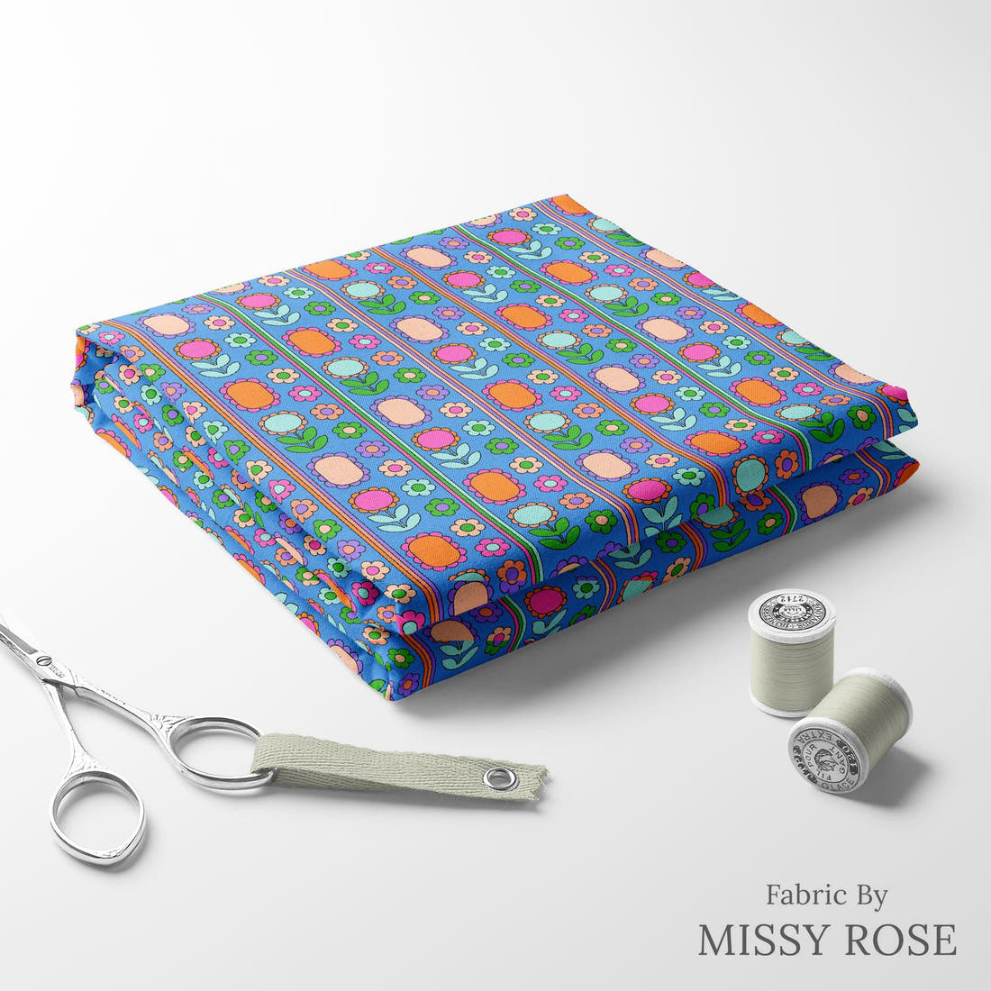 Studio Saturate Fabric 103 folded fabric stack with matching thread - pre-order fabric Australia | Fabric by Missy Rose