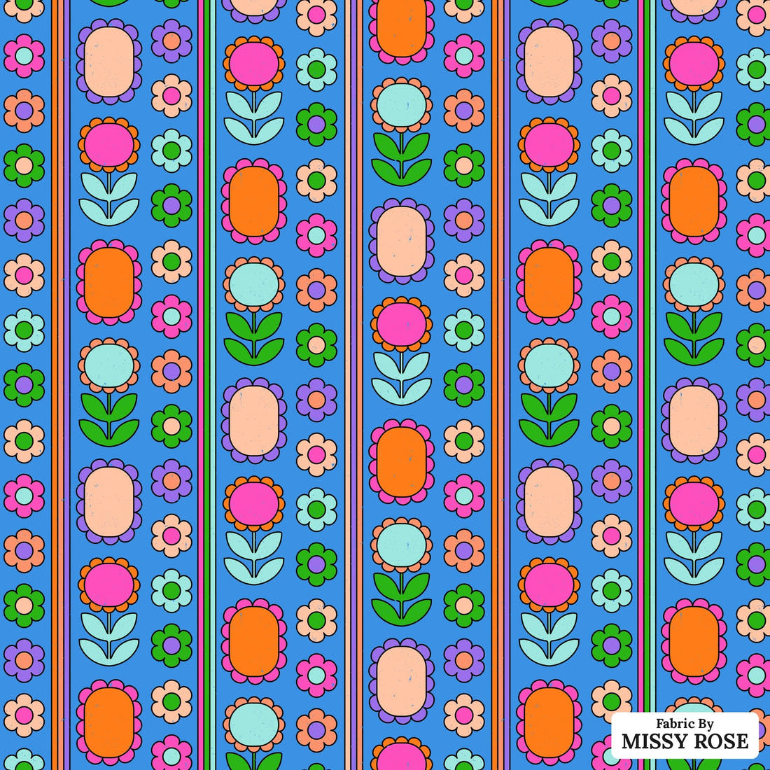 Studio Saturate Fabric 103 - flat view of the print, zoom in for detail | Fabric by Missy Rose