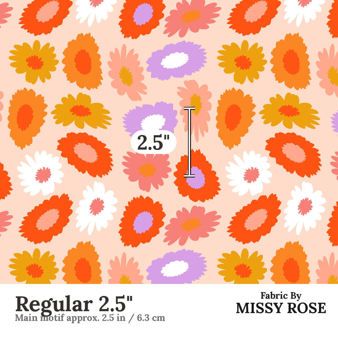 Studio Saturate Fabric 104 Regular 2.5 inch print scale guide | Fabric by Missy Rose