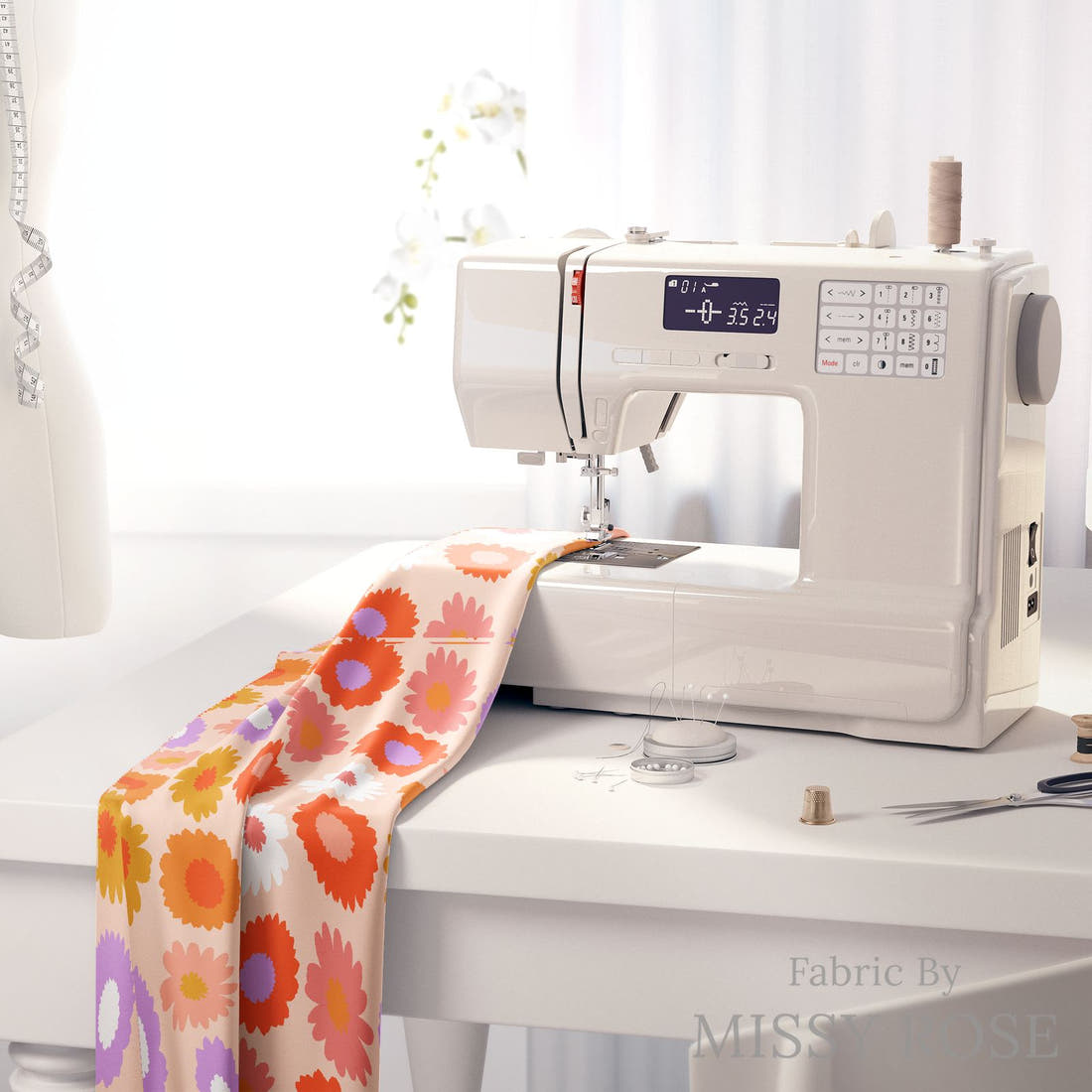 Studio Saturate Fabric 104 on a sewing machine - premium fabric for sewing projects | Fabric by Missy Rose