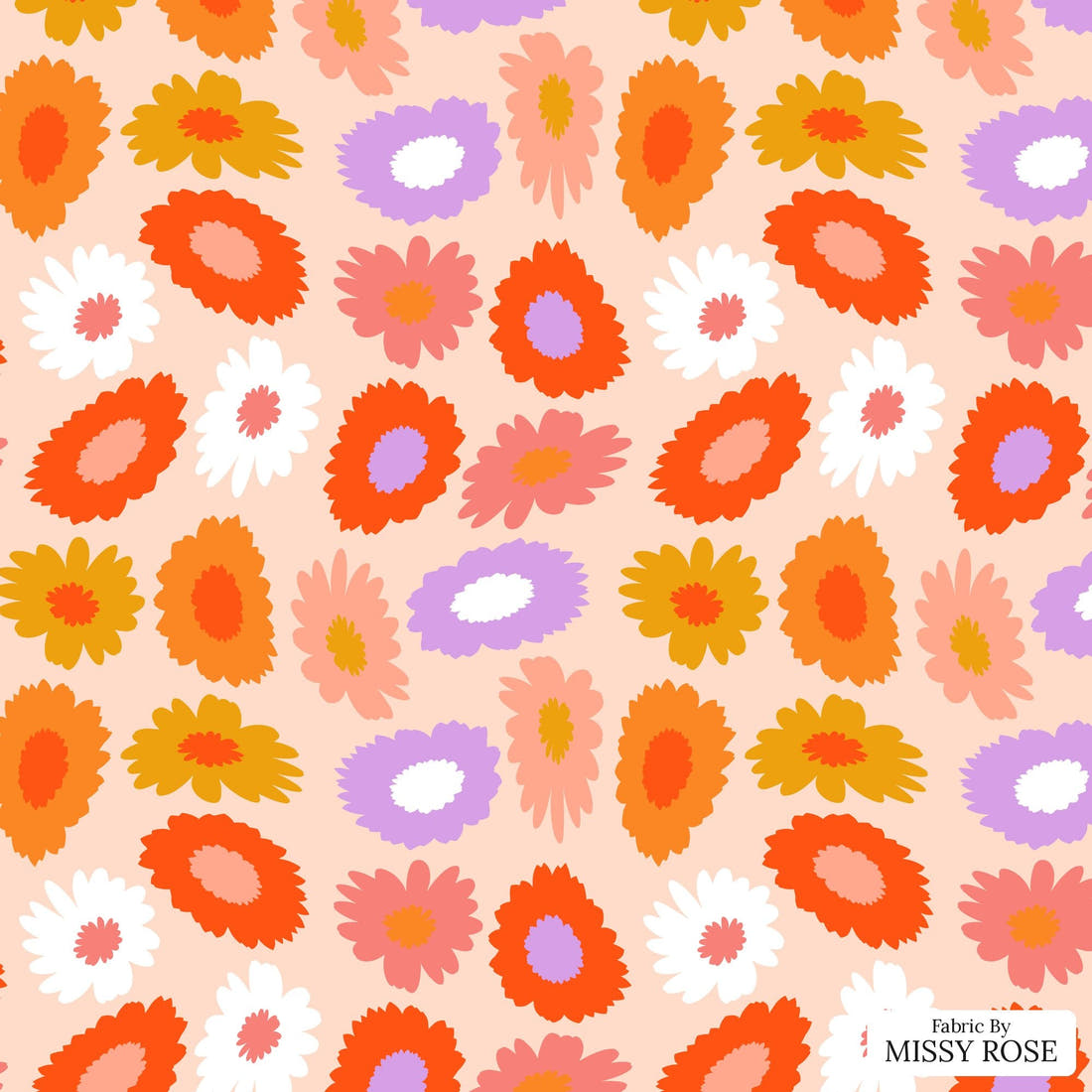 Studio Saturate Fabric 104 - flat view of the print, zoom in for detail | Fabric by Missy Rose