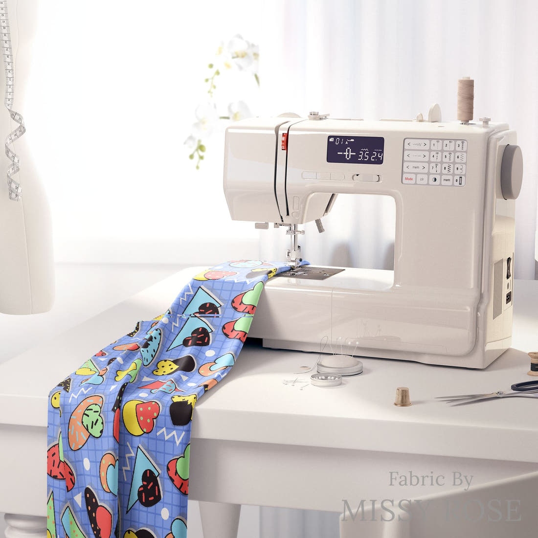 Studio Saturate Fabric 105 on a sewing machine - premium fabric for sewing projects | Fabric by Missy Rose