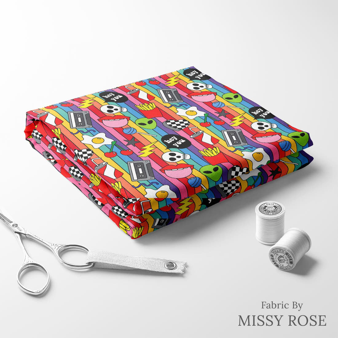 Studio Saturate Fabric 106 folded fabric stack with matching thread - pre-order fabric Australia | Fabric by Missy Rose