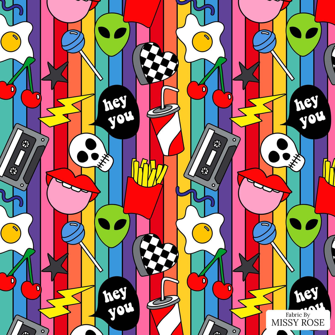 Studio Saturate Fabric 106 - flat view of the print, zoom in for detail | Fabric by Missy Rose