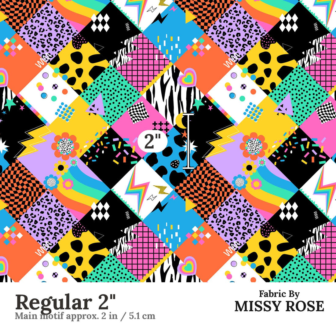 Studio Saturate Fabric 107 Regular 2 inch print scale guide | Fabric by Missy Rose