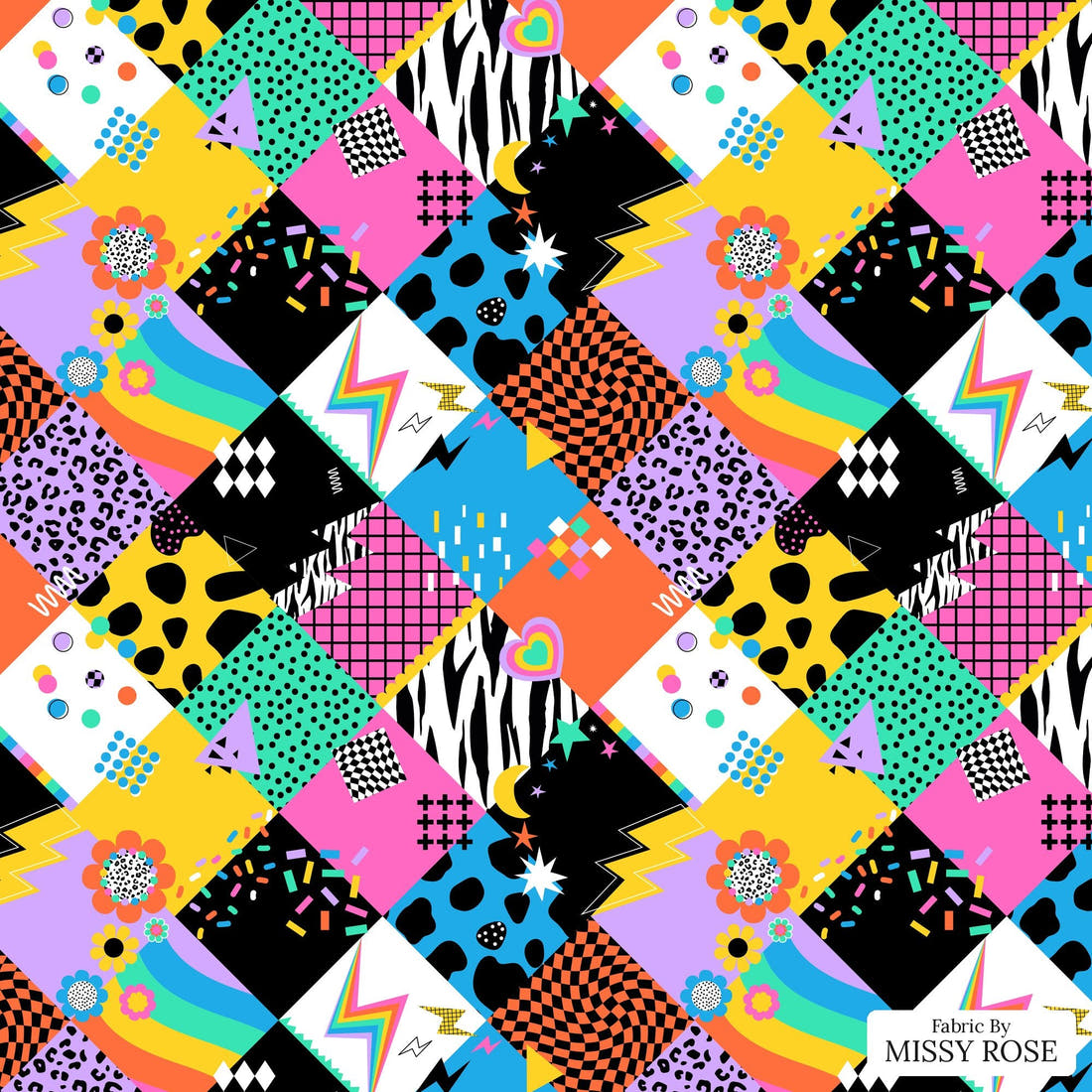 Studio Saturate Fabric 107 - flat view of the print, zoom in for detail | Fabric by Missy Rose