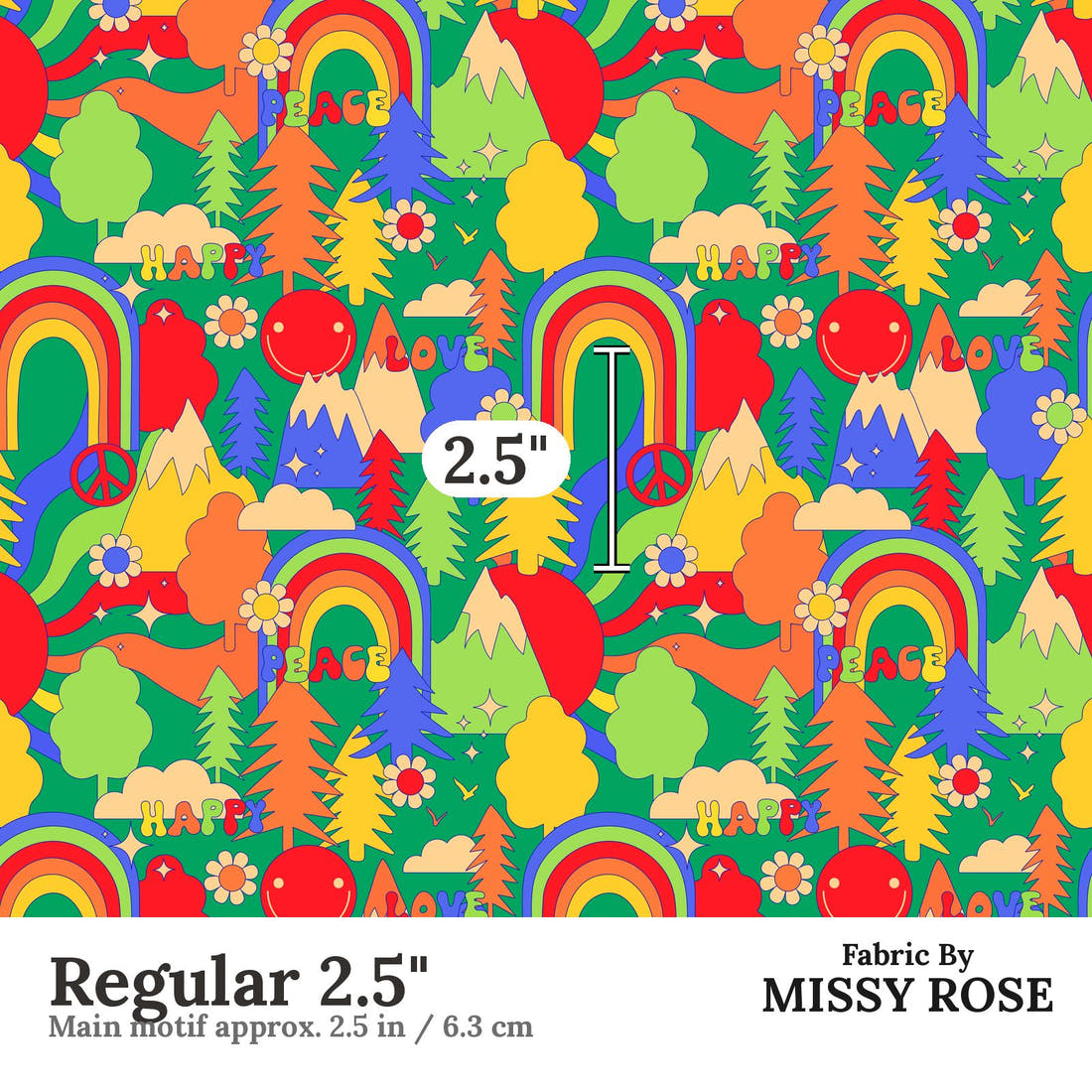 Studio Saturate Fabric 108 Regular 2.5 inch print scale guide | Fabric by Missy Rose