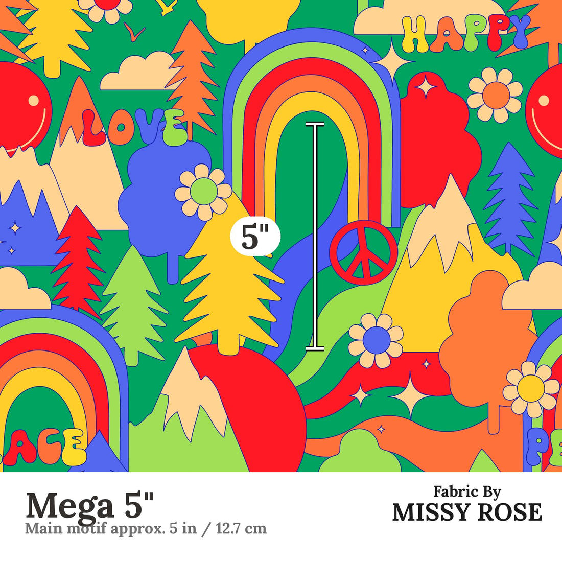 Studio Saturate Fabric 108 Mega 5 inch print scale guide | Fabric by Missy Rose
