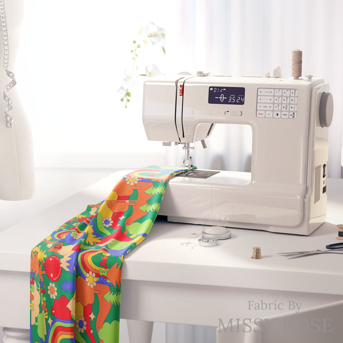 Studio Saturate Fabric 108 on a sewing machine - premium fabric for sewing projects | Fabric by Missy Rose