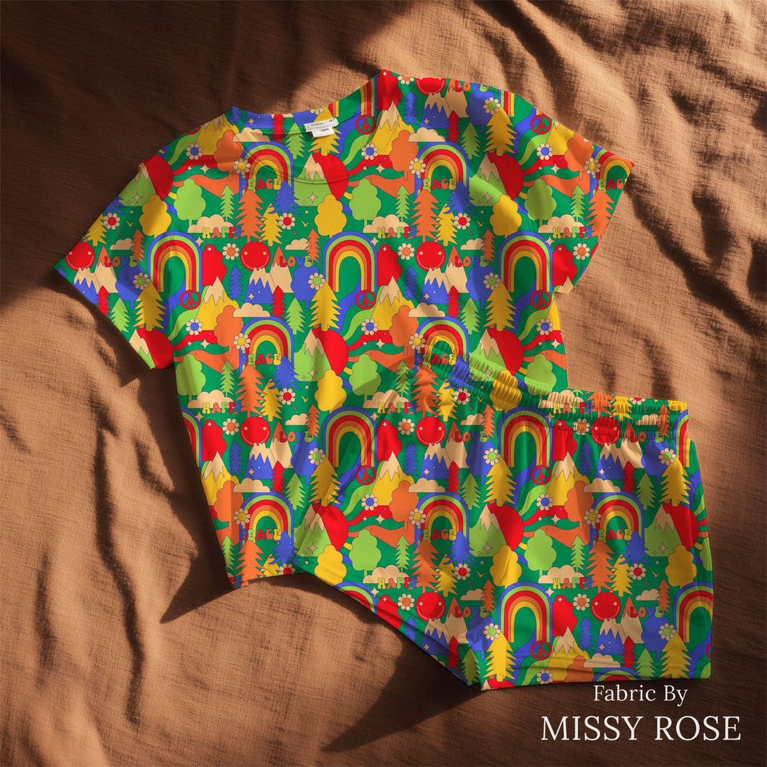 Studio Saturate Fabric 108 sewn into a lounge set - see how the print looks made up | Fabric by Missy Rose