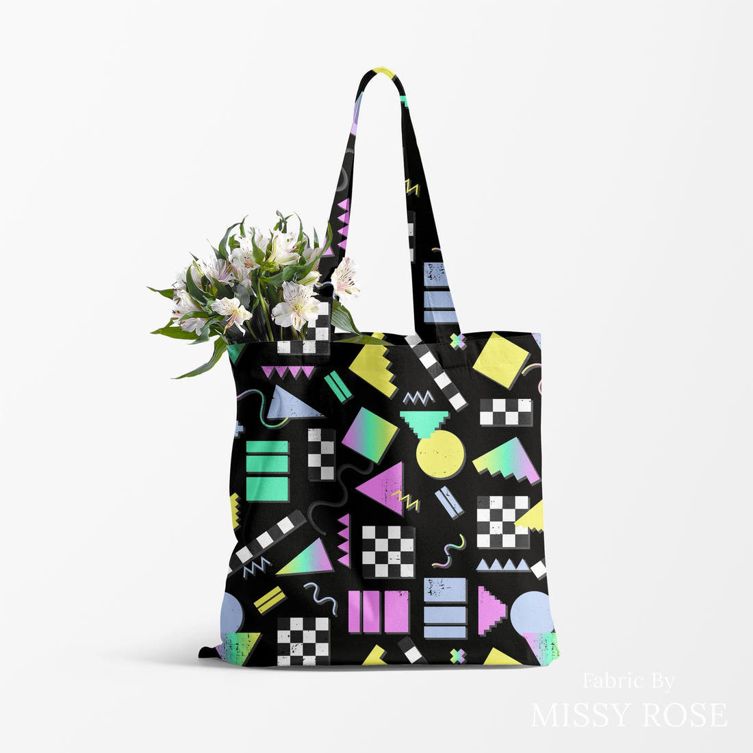 Studio Saturate Fabric 109 made up as a tote bag - see how the print looks made up | Fabric by Missy Rose