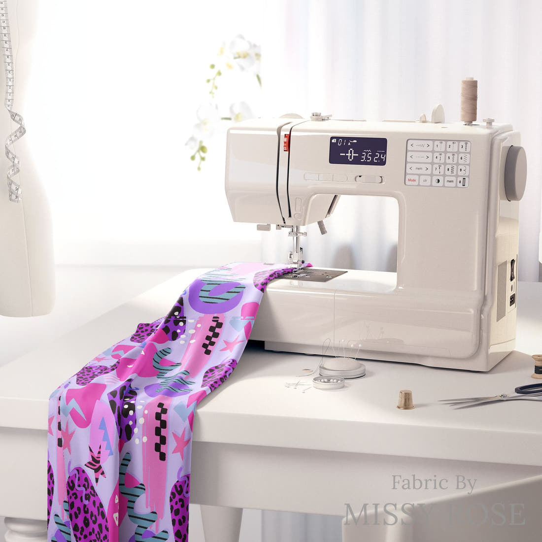 Studio Saturate Fabric 110 on a sewing machine - premium fabric for sewing projects | Fabric by Missy Rose