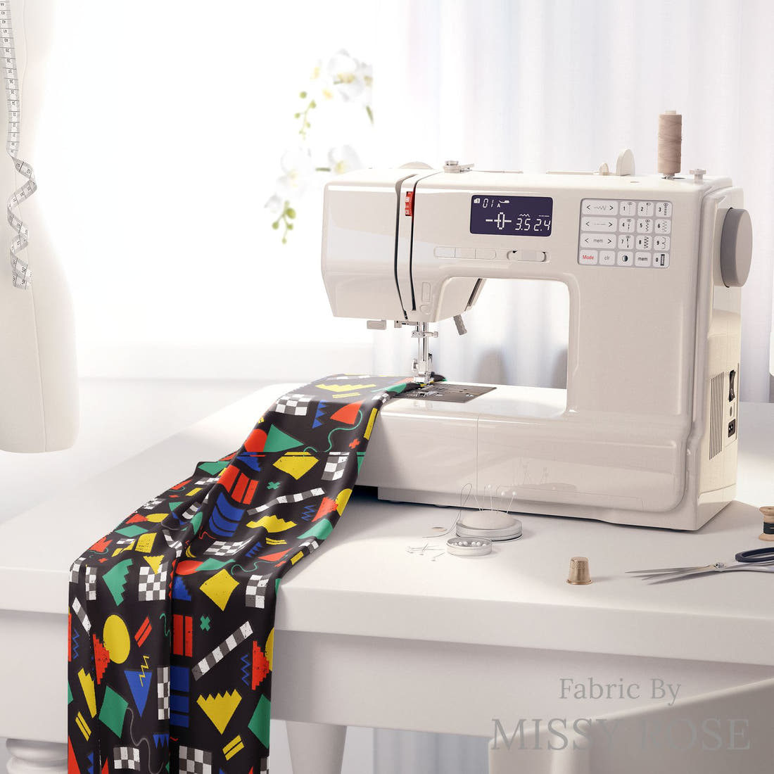 Studio Saturate Fabric 111 on a sewing machine - premium fabric for sewing projects | Fabric by Missy Rose