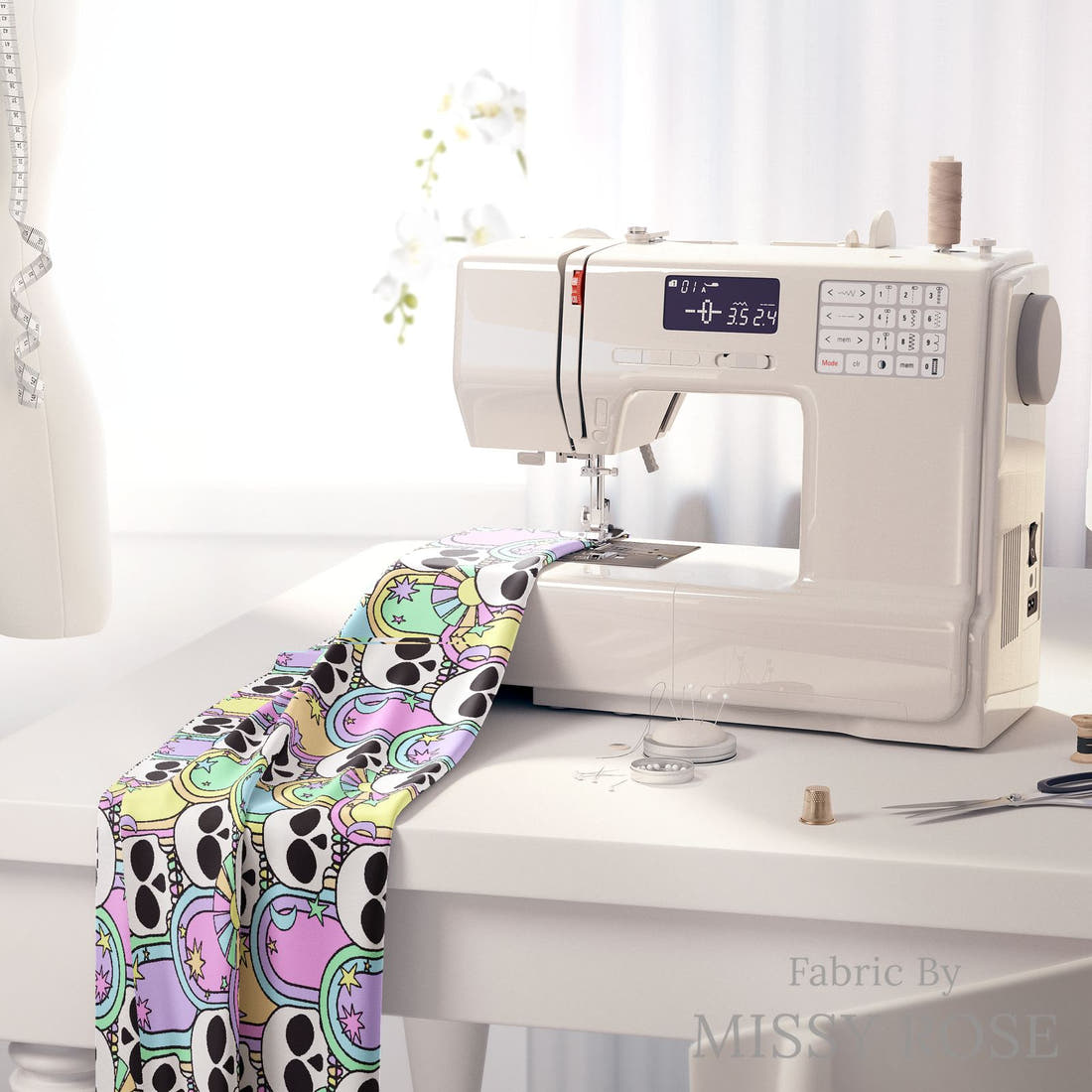 Studio Saturate Fabric 112 on a sewing machine - premium fabric for sewing projects | Fabric by Missy Rose