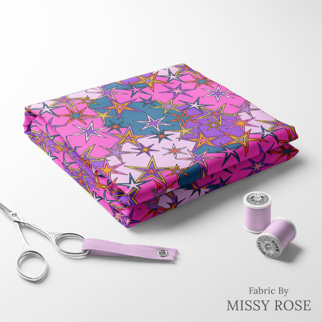Studio Saturate Fabric 113 folded fabric stack with matching thread - pre-order fabric Australia | Fabric by Missy Rose