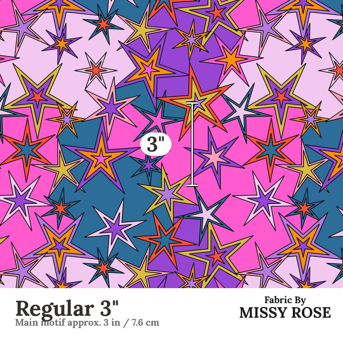 Studio Saturate Fabric 113 Regular 3 inch print scale guide | Fabric by Missy Rose