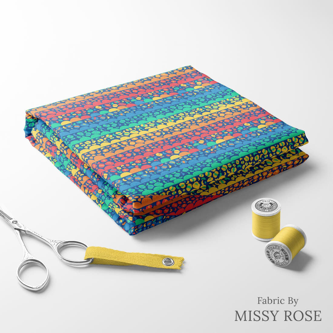 Studio Saturate Fabric 114 folded fabric stack with matching thread - pre-order fabric Australia | Fabric by Missy Rose