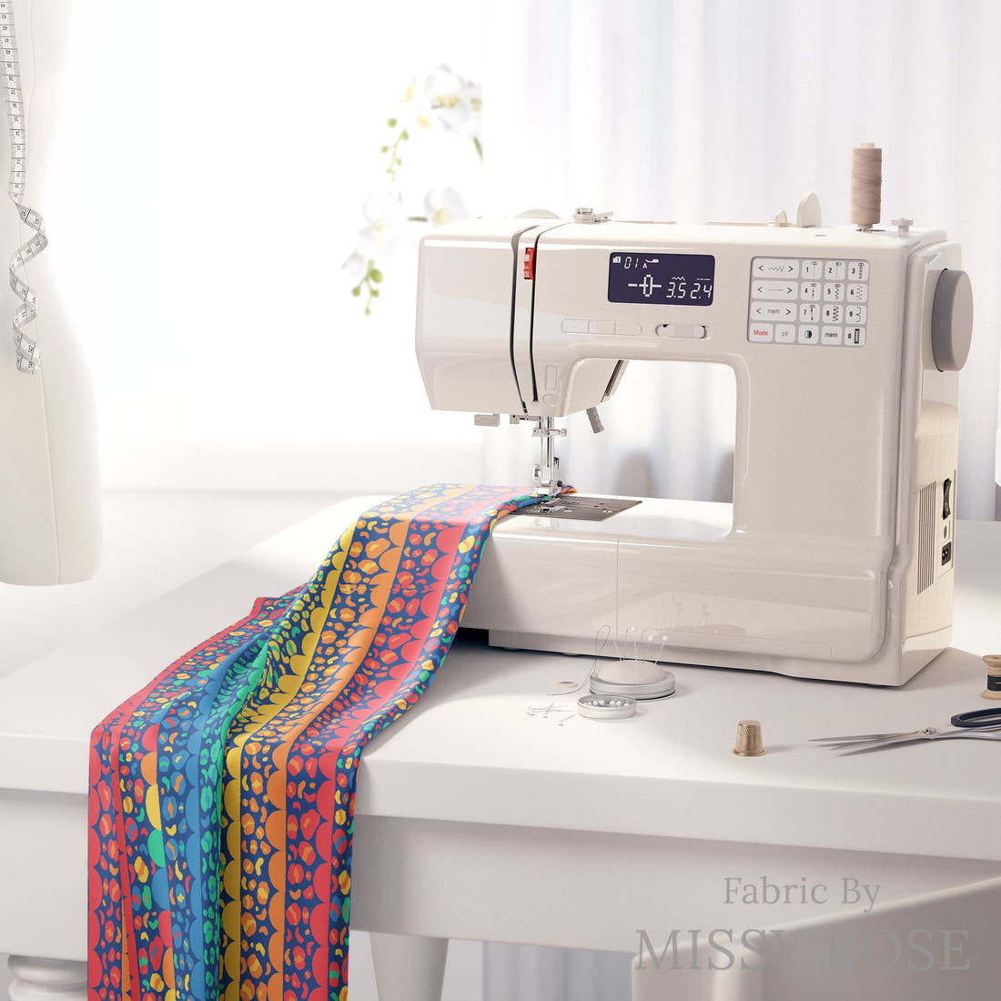 Studio Saturate Fabric 114 on a sewing machine - premium fabric for sewing projects | Fabric by Missy Rose
