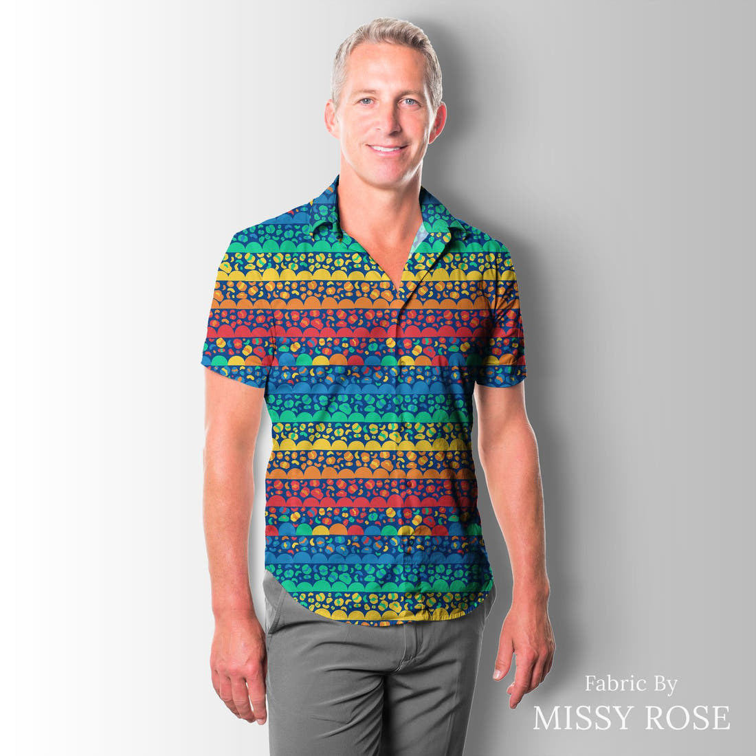 Studio Saturate Fabric 114 sewn into a men's shirt - see how the print looks made up | Fabric by Missy Rose