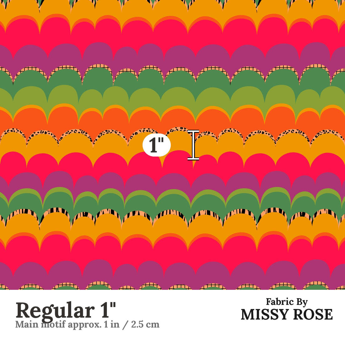 Studio Saturate Fabric 115 Regular 1 inch print scale guide | Fabric by Missy Rose