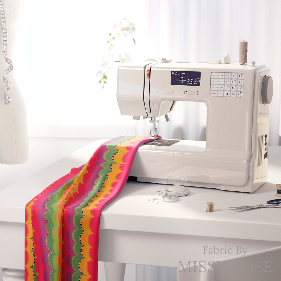 Studio Saturate Fabric 115 on a sewing machine - premium fabric for sewing projects | Fabric by Missy Rose
