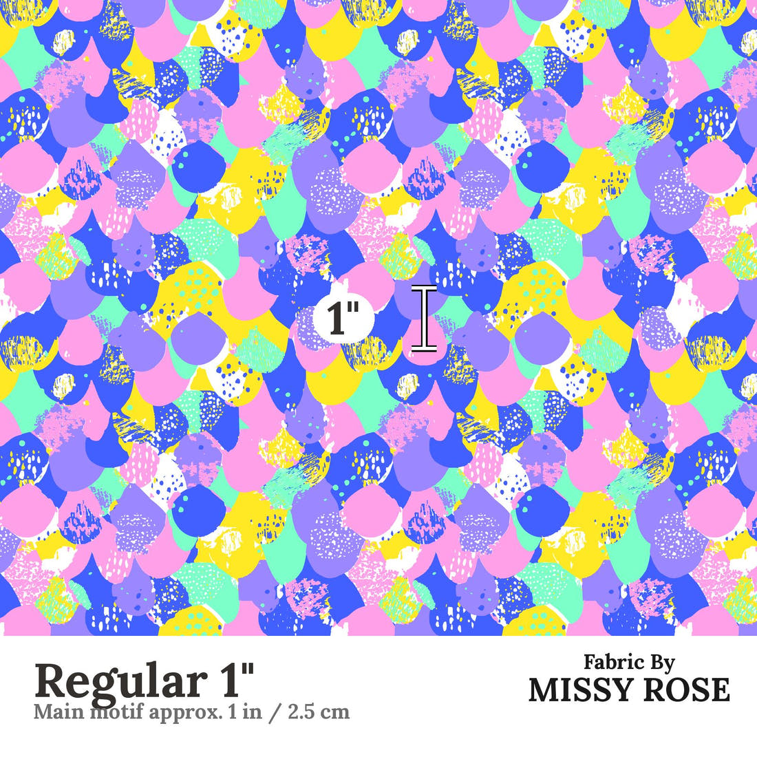 Studio Saturate Fabric 117 Regular 1 inch print scale guide | Fabric by Missy Rose