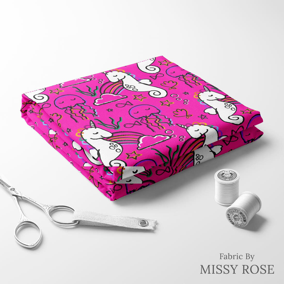 Studio Saturate Fabric 118 folded fabric stack with matching thread - pre-order fabric Australia | Fabric by Missy Rose