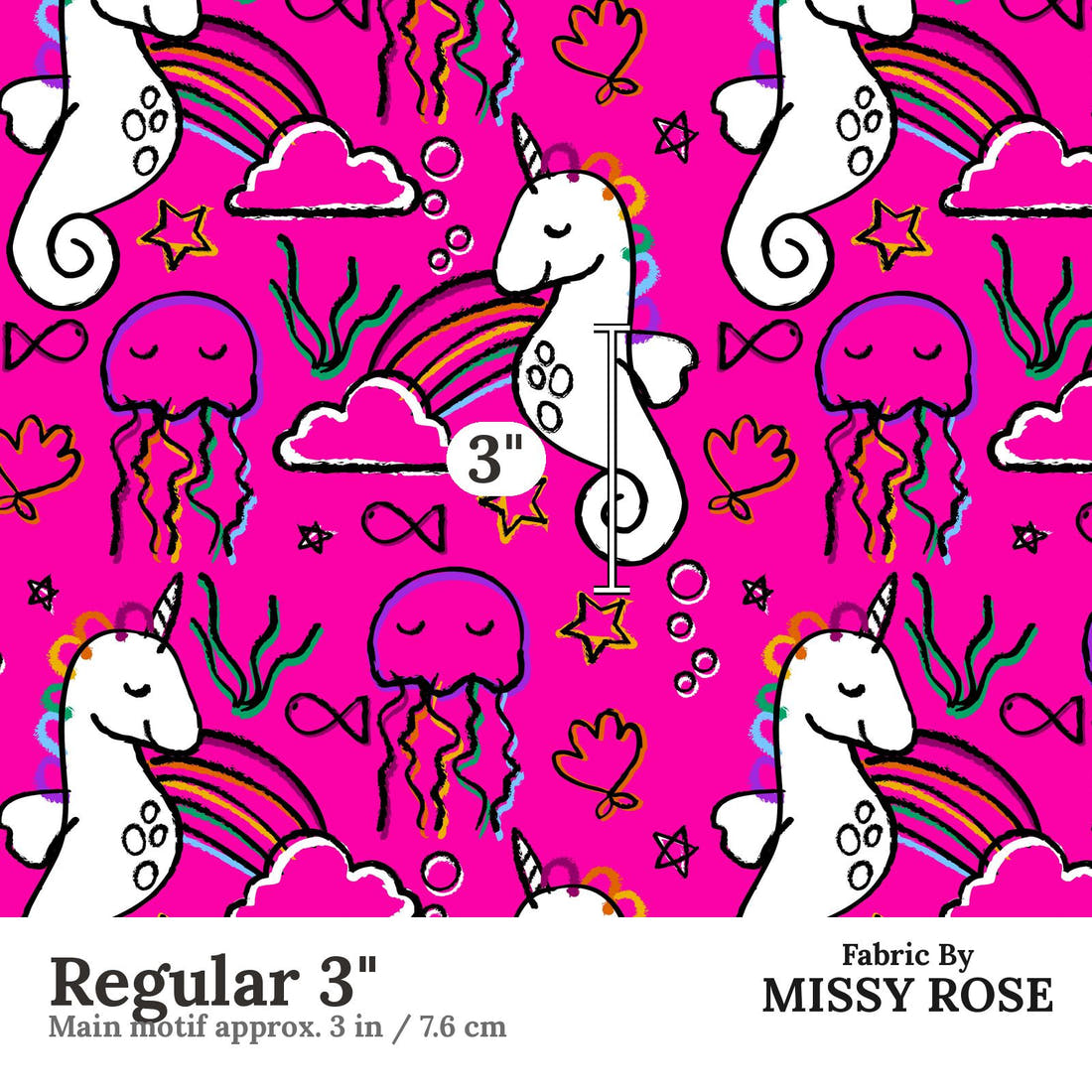 Studio Saturate Fabric 118 Regular 3 inch print scale guide | Fabric by Missy Rose