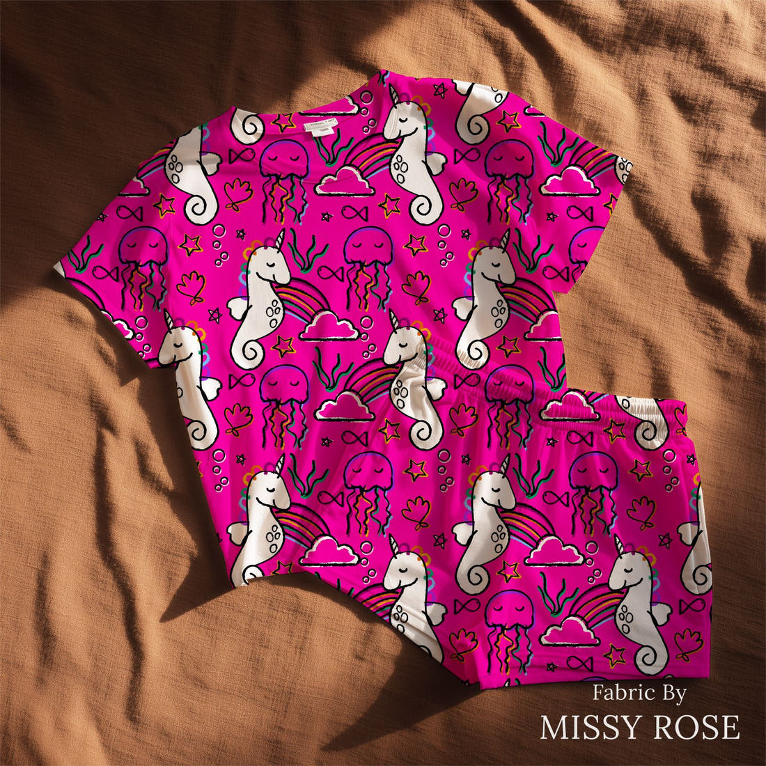Studio Saturate Fabric 118 sewn into a lounge set - see how the print looks made up | Fabric by Missy Rose