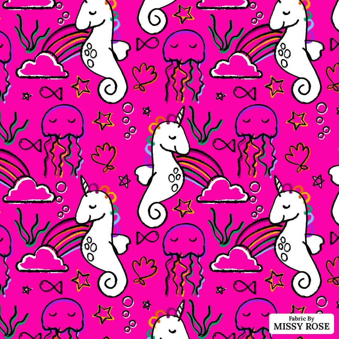 Studio Saturate Fabric 118 - flat view of the print, zoom in for detail | Fabric by Missy Rose