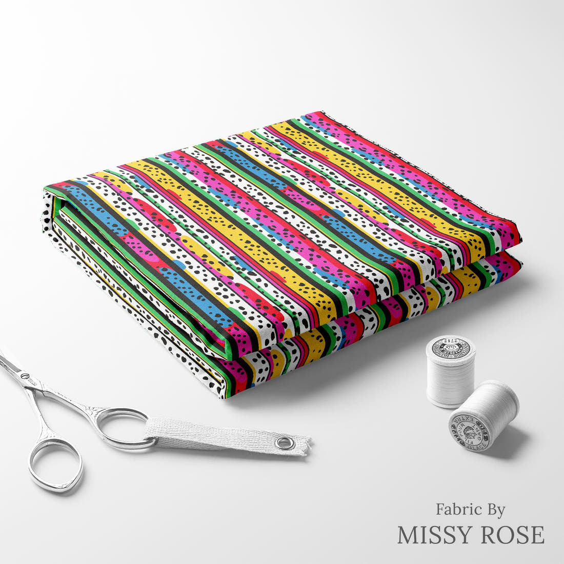 Studio Saturate Fabric 121 folded fabric stack with matching thread - pre-order fabric Australia | Fabric by Missy Rose