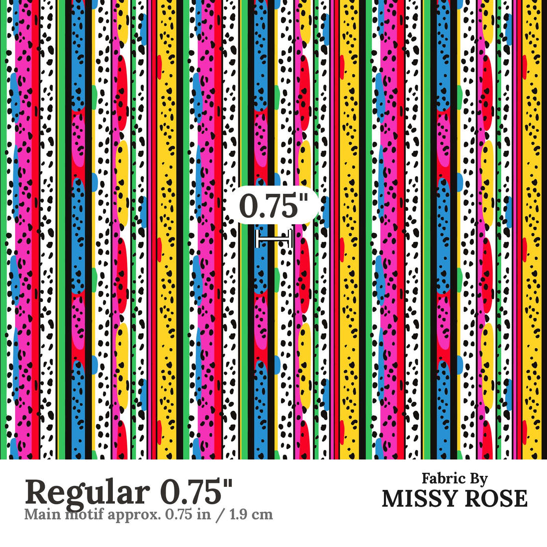 Studio Saturate Fabric 121 Regular 0.75 inch print scale guide | Fabric by Missy Rose