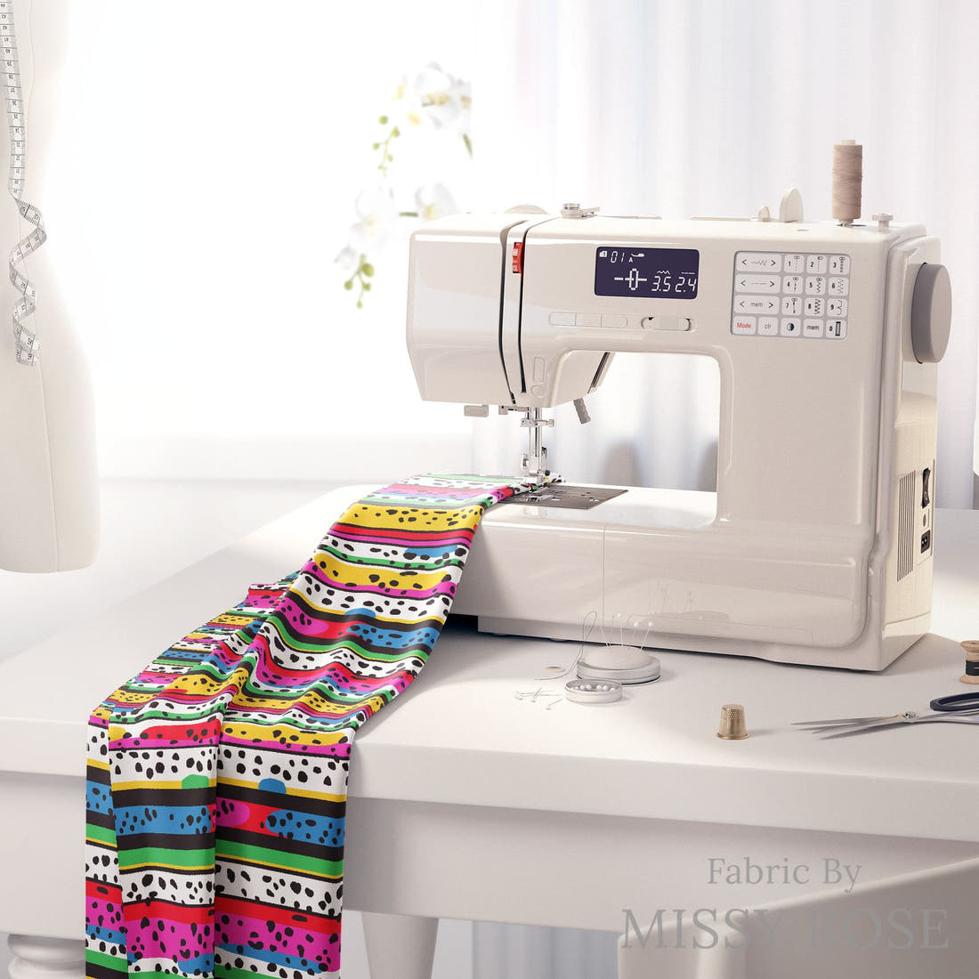 Studio Saturate Fabric 121 on a sewing machine - premium fabric for sewing projects | Fabric by Missy Rose