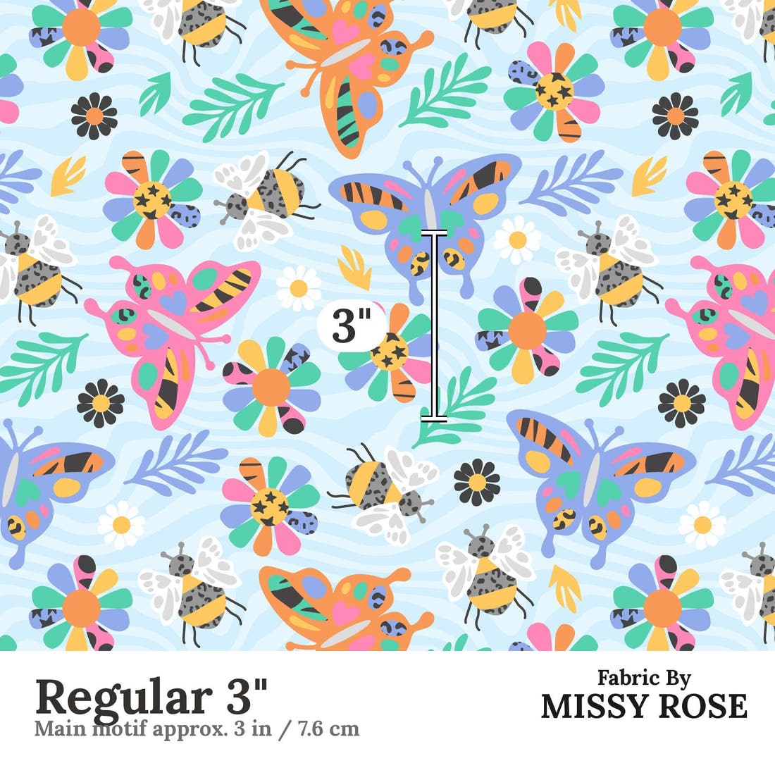 Studio Saturate Fabric 123 Regular 3 inch print scale guide | Fabric by Missy Rose