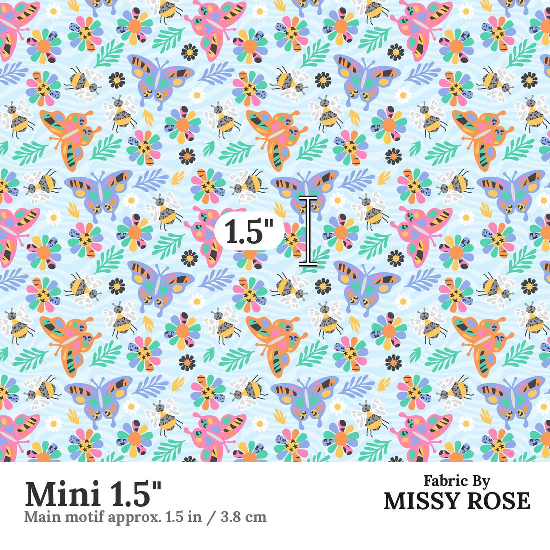 Studio Saturate Fabric 123 Mini 1.5 inch print scale guide | Fabric by Missy Rose