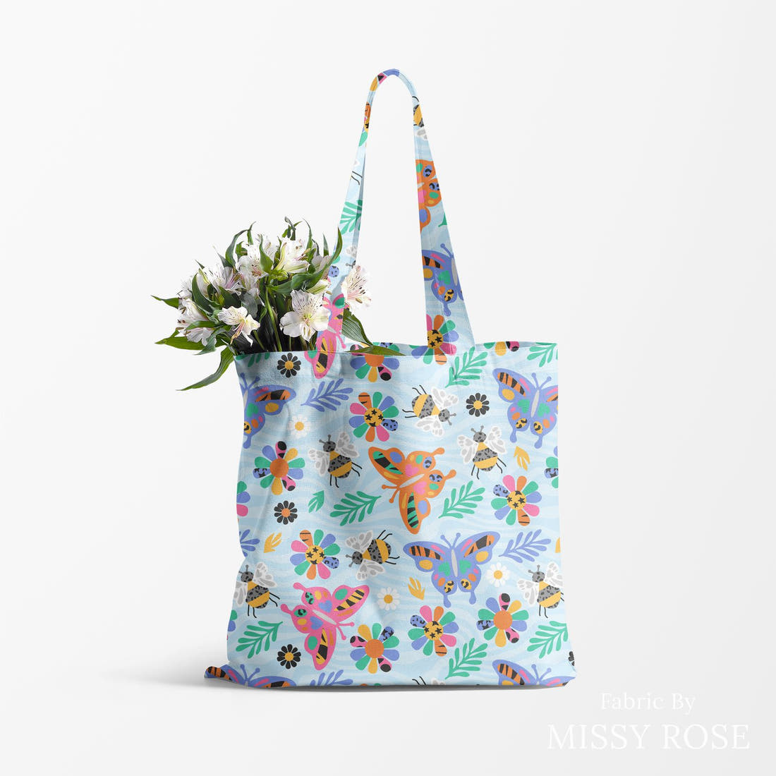 Studio Saturate Fabric 123 made up as a tote bag - see how the print looks made up | Fabric by Missy Rose