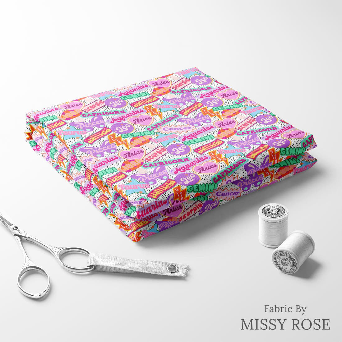 Studio Saturate Fabric 124 folded fabric stack with matching thread - pre-order fabric Australia | Fabric by Missy Rose