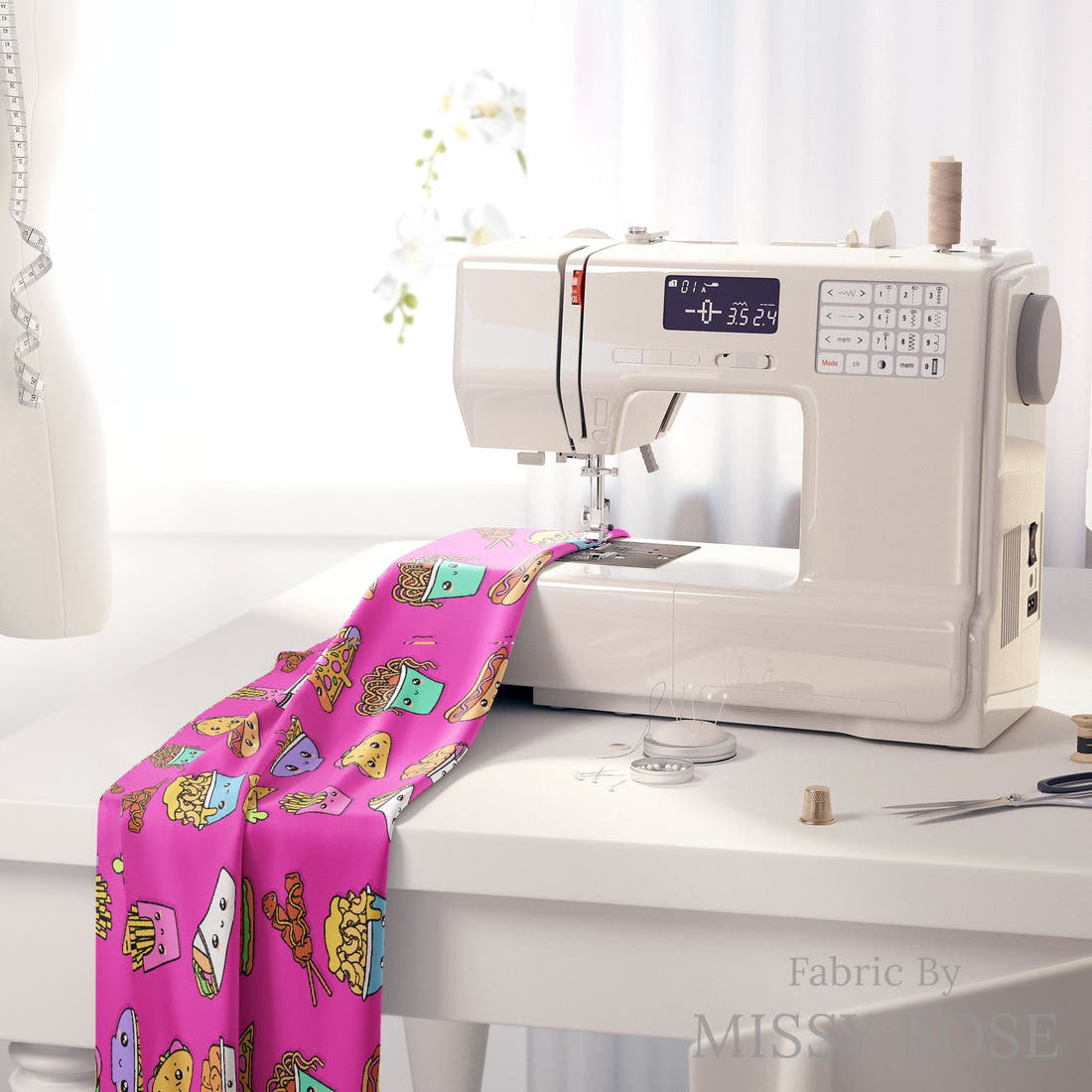 Studio Saturate Fabric 125 on a sewing machine - premium fabric for sewing projects | Fabric by Missy Rose