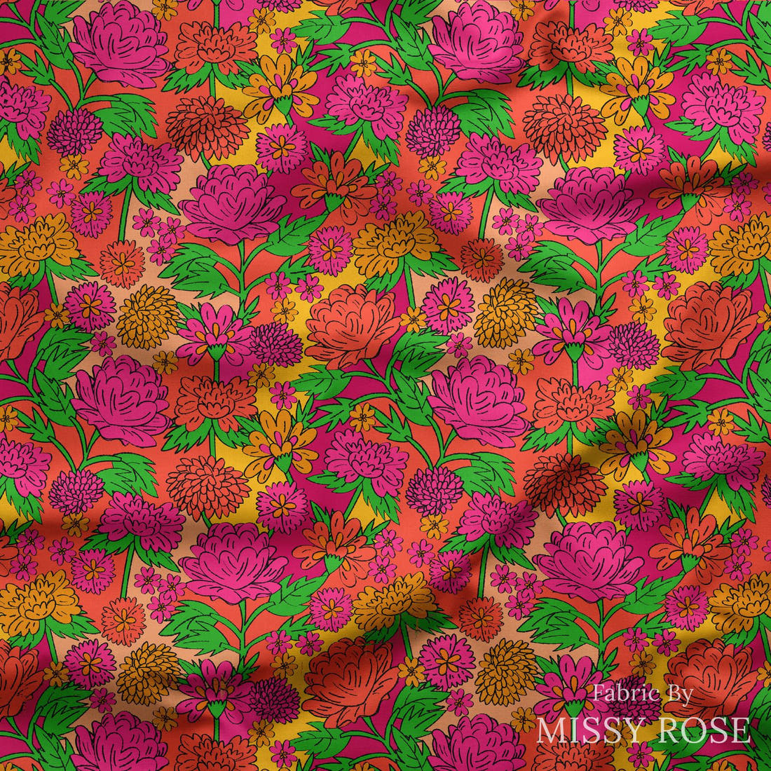 Studio Saturate Fabric 126 draped fabric mockup - custom printed fabric by the metre | Fabric by Missy Rose